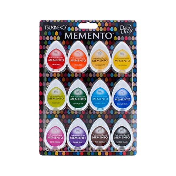 Tsukineko MD-012-100 Assortiment de 12 Gouttes de Rosée Memento Résistantes à la Décoloration, Gouttes pour les Gencives