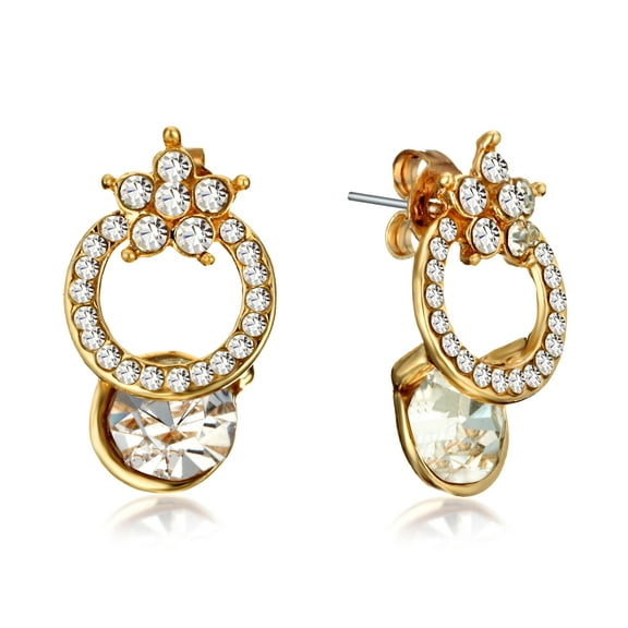 Gemini Women's Jewelry Small Stud Huggies Stud Swarovski Crystal Earrings Gm125 , Color: Yellow Gold