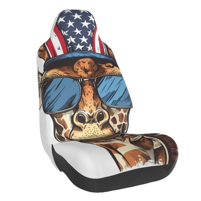 Wukai American Giraffe Style Full Set Car Seat Covers with Soft Padding Universal Auto Front Seats Protector and Cushion Mat