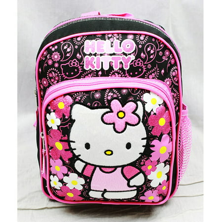 Mini Backpack - Hello Kitty - Flowers Black New School Bag Book Girls 82595 - 0