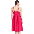 thumbnail image 4 of eloria Women Fashion A-Line Knee Length Western Solid Midi Dress Party Wear, Fabric: Rayon, Color: Pink, Size: L, 4 of 5