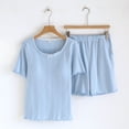thumbnail image 2 of Goodtrade8 Womens Shorts & Tops Pajamas Sets 2 Pieces Homewear Short Sleeve PJS Casual Summer Loungewear Homewear Solid Color Pajamas for Women, 2 of 9