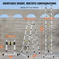 thumbnail image 6 of VEVOR Telescoping Ladder, 12.5FT A-Shape Aluminum Extension Ladder Lightweight, Multi-button Retraction Collapsible Ladder, 375 LBS Capacity w/ Stabilizer Bar, Multi-Purpose Ladders for RV, Camper, 6 of 9
