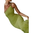 thumbnail image 4 of Lucakuins Vestido largo largo para mujer, sin mangas, sin espalda, irregular, con retazos de plumas, ajustado, vestido ajustado sólido para cóctel de fiesta Lucakuins  moda, 4 of 9