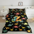thumbnail image 2 of Manfei Initial Letter Z King Size Comforter Sets,Cute Dinosaur Bedding Comforter Set,Pink Black Bedding Set For Boys,Breathable Bedroom Decoration Reversible,3-Piece, 2 of 8