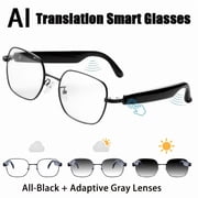 AI Smart Glasses with GPT & 164 Language Real-Time Translation | Photochromic Lenses | Built-in Mic/Speaker for Music/Calls | Multifunctional Audio Glasses | Unisex High-Tech Gift