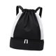 thumbnail image 4 of Mochila con cordón ajustable, resistente al agua, para hombres y mujeres, con separación para ropa seca y mojada. Negro, 4 of 9