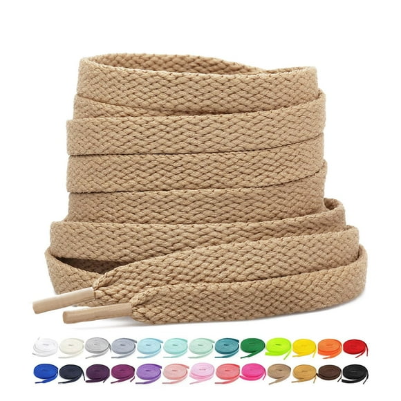 Stepace [2 Pairs Flat Shoe Laces for Sneakers 5/16"" Width 30""-72"" Length 26 Color Shoelaces Khaki 72""(182 cm)