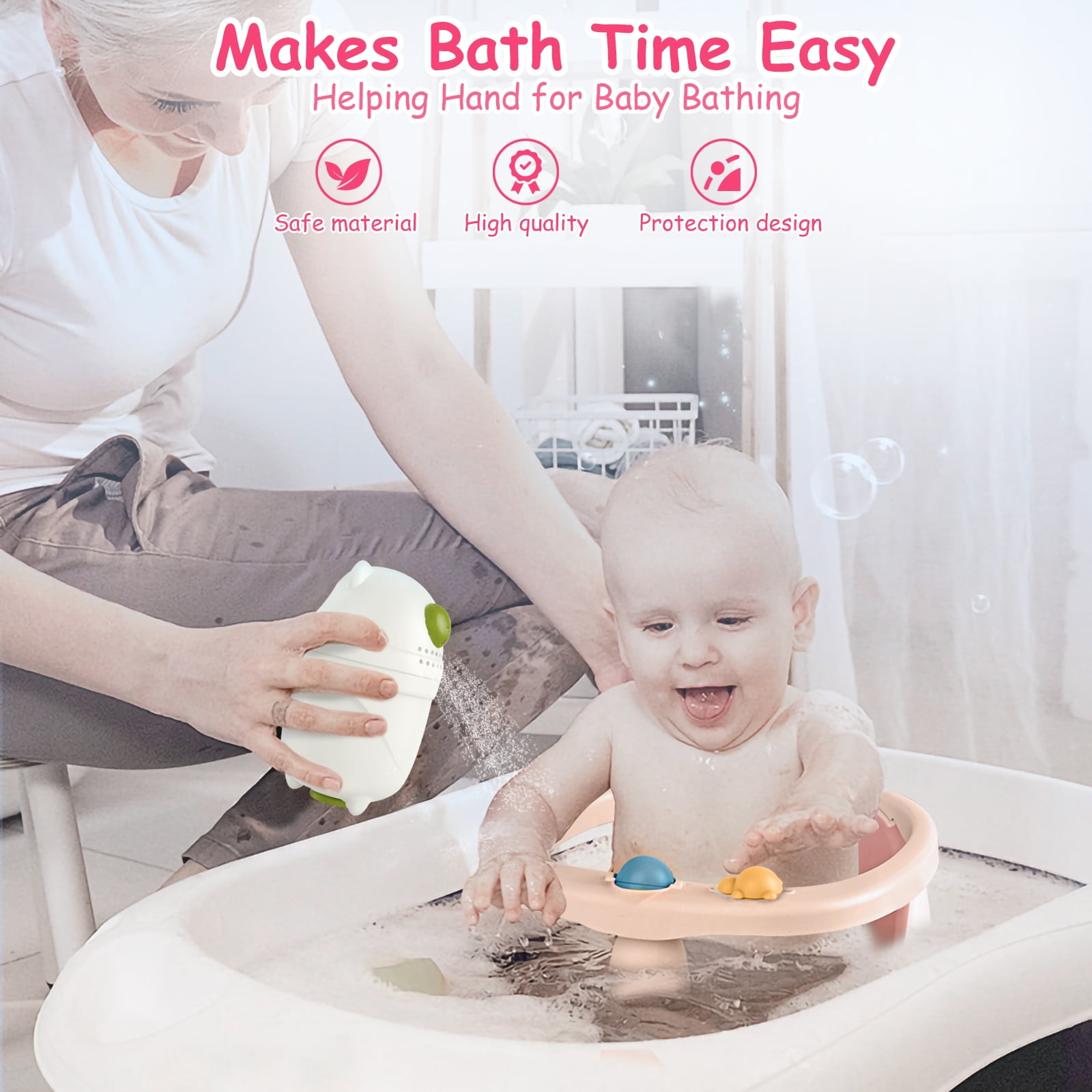 Bath Seat for Toddlers 6 Months & up, Non-Slip Toddler Bath Seat for Newborn, Sit Up Bath Tub Chair with Suction Cups, Open Design