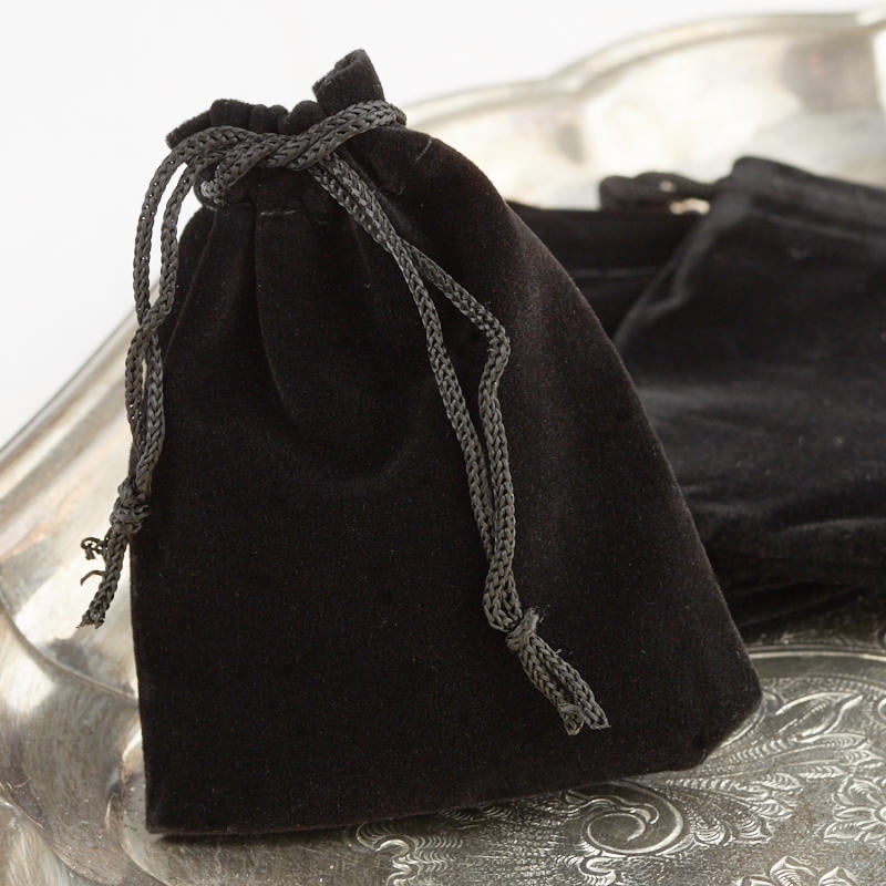 black velvet drawstring bag