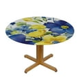 thumbnail image 3 of HAOXIT Yellow and Blue Round Fitted Tablecloth, Spring Flower Watercolor Flourishing Vibrant Blooms Design, for Kitchen Dining, Party, Holiday, Christmas, Buffet, Fits Round Table, Royal Blue 42-46, 3 of 8