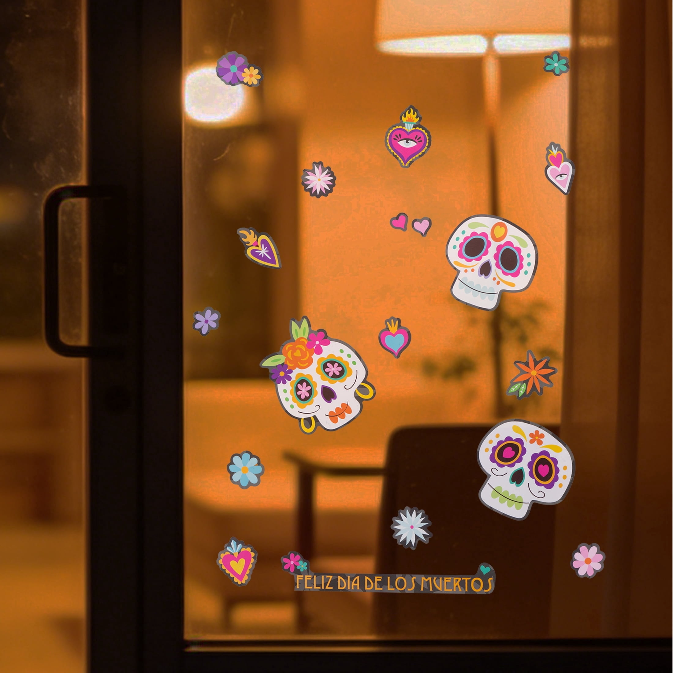 Day of the Dead Window Clings, Multicolor, 11.75" x 17", Halloween by Way To Celebrate