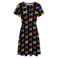 thumbnail image 4 of Balloon Dogs, Black Background Dress Summer Street Style Dresses Female Short Sleeve Printed Sundress, 4 of 7