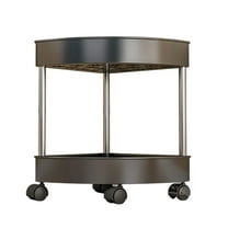 SLYNSHome Bathroom Corner Storage Shelf Organizer 2-Tier Rolling Wheels Space Saving No Drill Drainage Holes Sturdy Plastic Stainless Steel