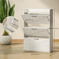 thumbnail image 3 of HOMCOM Armoire à Chaussures Étroite Armoire de Rangement pour Chaussures Style Ferme Chêne Blanc, 3 of 10
