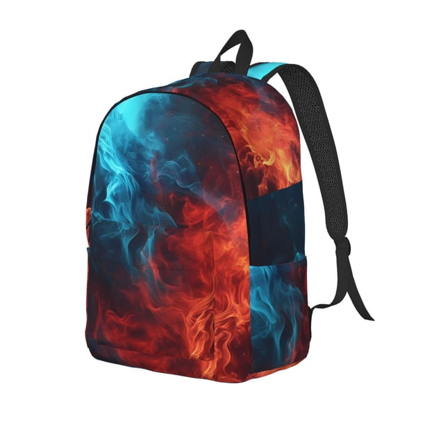 Fotbe Red And Blue Fire Mochila de Lona con Estampado, Mochila Duradera, Mochila Versátil de Alta Calidad, Mochila Compacta Vintage-Medium