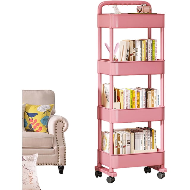 XINQIHANG Chariot de Rangement - Chariot de Rangement Mobile, Étagère à Livres, Chariot de Rangement Roulant Réutilisable, Étagère à Livres Mobile pour Cuisine, Chambre, Salon et Buanderie