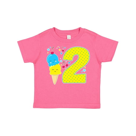 

Inktastic Ice Cream Second Birthday Blue Gift Toddler Boy or Toddler Girl T-Shirt