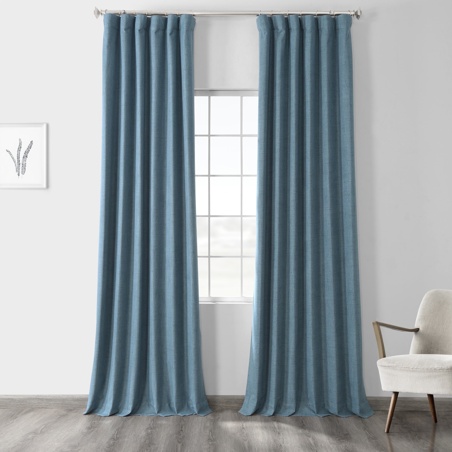 Exclusive Fabrics  Vintage Thermal Cross Linen Weave Blackout Curtain (1 Panel) Warm Taupe 50 X 108 108 Inches
