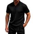 thumbnail image 3 of Polo Shirts for Men Knit Tops Lapel Collar V Neck Short Sleeve Jacquard Textured Casual Pullover Tees, 3 of 7