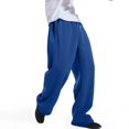 thumbnail image 4 of Domuza Baggy Sweatpants Men Wide Leg Open Bottom Lounge Sweat Pants Fashion Casual Stretch Waist Loose Fit Workout Pants with Pockets Blue M, 4 of 6