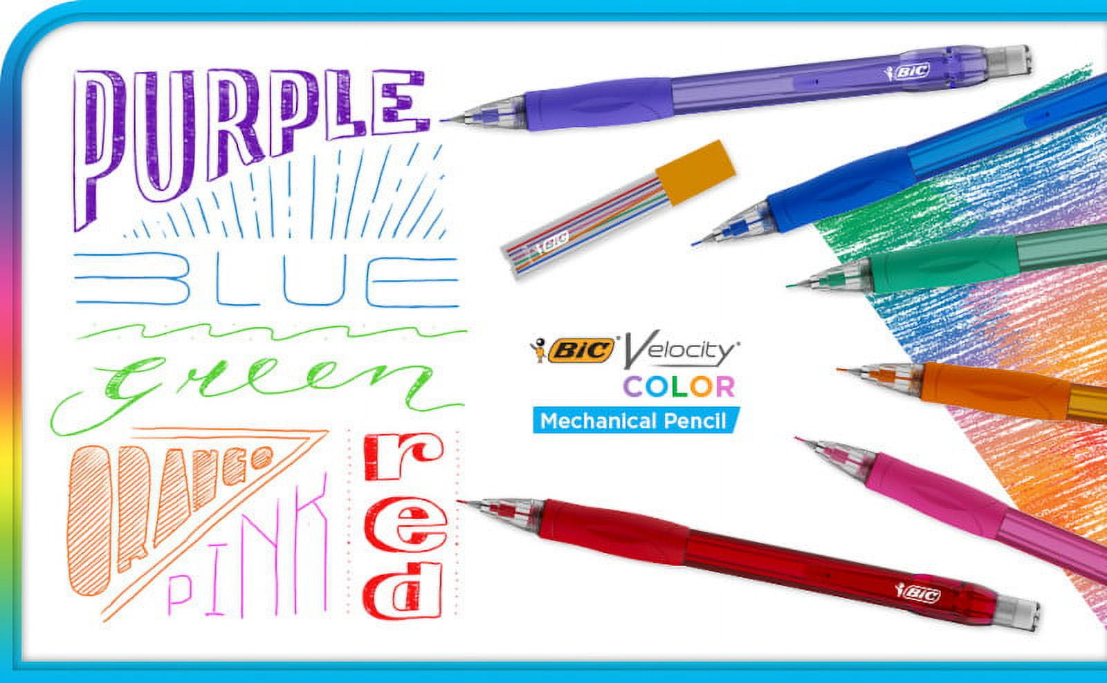 BIC Velocity Mechanical Pencil with Colored Leads, 0.7 mm, 6 Vibrant Assorted Colors
