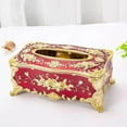 thumbnail image 3 of Home Rectangular Tissue Paper Box Case Holder Cover Red holder box Golden, 3 of 8