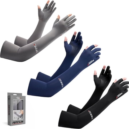 TELOLY Summer Sun Protection Arm Sleeve Uv Gloves 1/3 Pair Breathable Ice Silk for Cycling Running Climbing