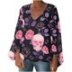 thumbnail image 1 of Mujer Otoño Invierno Casual Sexy Moda Camisa Halloween Impreso Manga Larga Puff Cuello V Jersey Top Fridja fjkfkj7669, 1 of 6