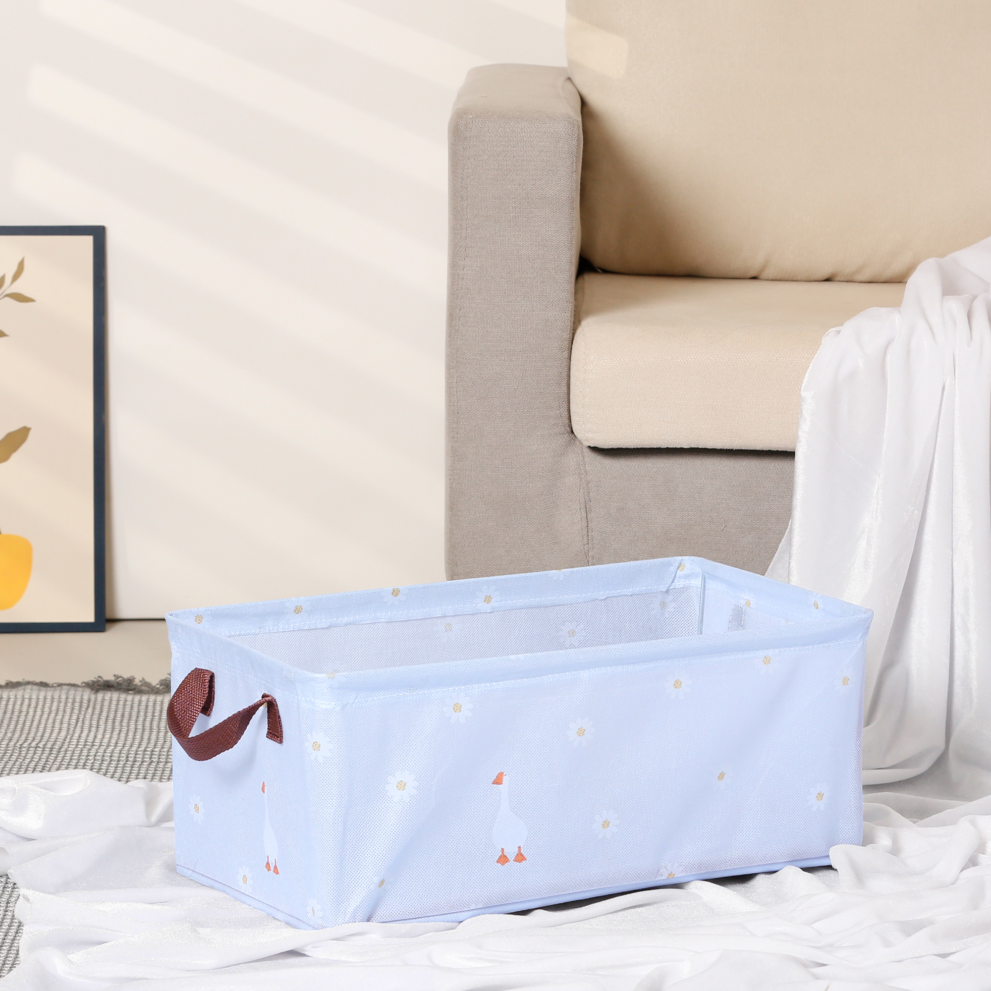 Unique Bargains Storage Cube, 1 Pack Fabric Storage Bins with Handles Blue