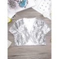 thumbnail image 6 of Kaerm Kids Girls Sparkling Bolero Shrug Short Cardigan Flower Girl Dress Cover up Coat Jacket Silver 6, 6 of 7