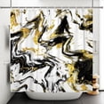 thumbnail image 4 of Black Marble Shower Curtain Abstract Gold Foil Shower Curtains Striped Marble Texture Shower Curtain Sets Elegant Granite Luxury Modern Bathroom Curtain 72x72 in with 12 Hooks, 4 of 6