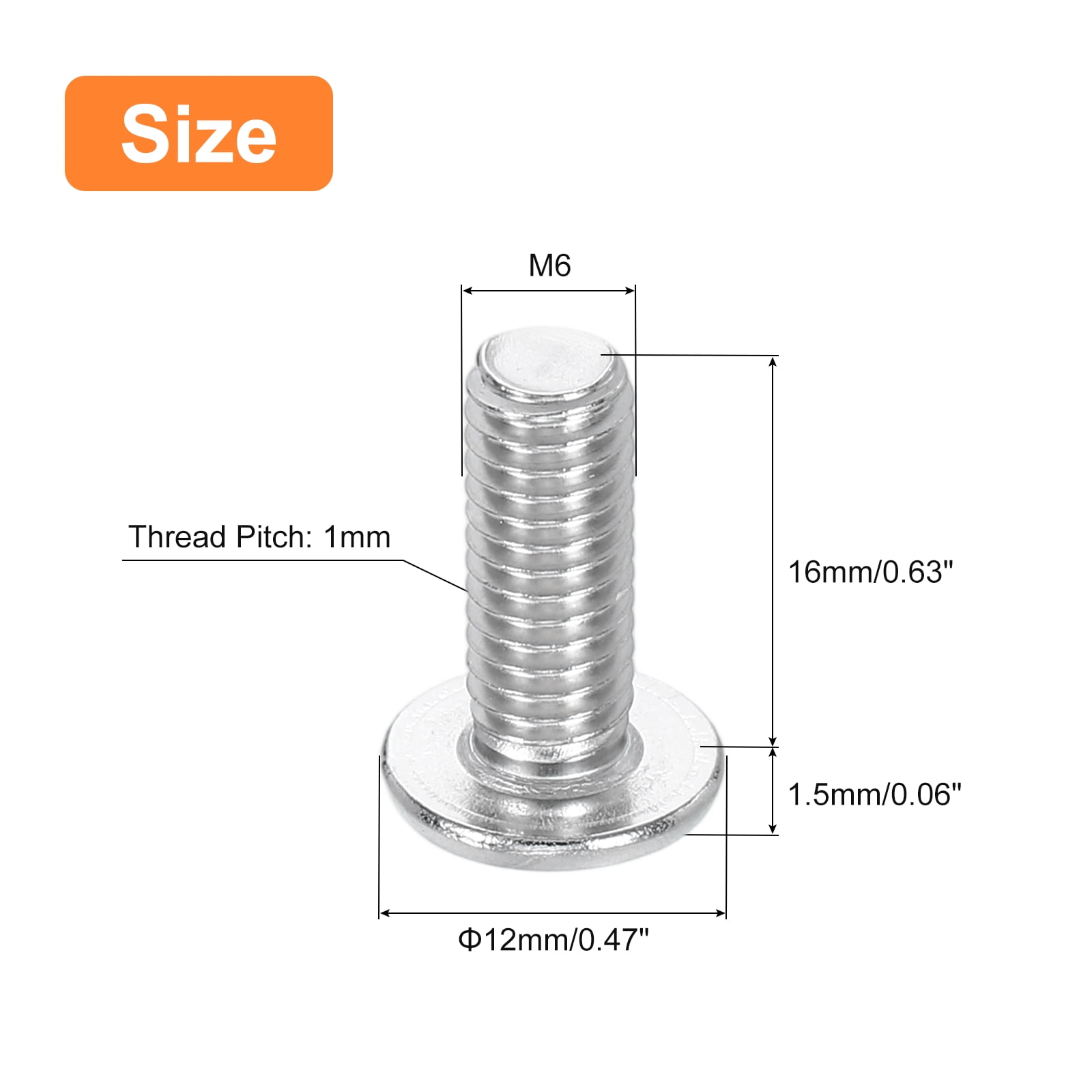 M6-1 x 16mm 100Pack Metal Flat Round Head Screws Phillips Drive Machine Bolt