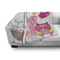 thumbnail image 3 of 1st Birthday Soft Flannel Fleece Throw Blanket, First Birthday Surprise Cake Candle Sketchy Cartoon Owl Image, Cozy Plush for Indoor and Outdoor Use, 70" x 90", Brown Hot Pink and Pink, by Ambesonne, 3 of 6