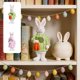 thumbnail image 1 of Figurita de resina decorativa de conejo de Pascua – Rosa, Verde • Adorno de mesa de 15x6,5 cm • Regalo para jardín y salón • Adorable decoración navideña para el hogar, 1 of 6
