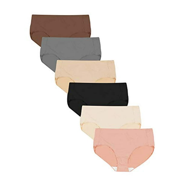 Just My Size Women's Plus Size Microfiber Brief 6Pack, Assorted, 14