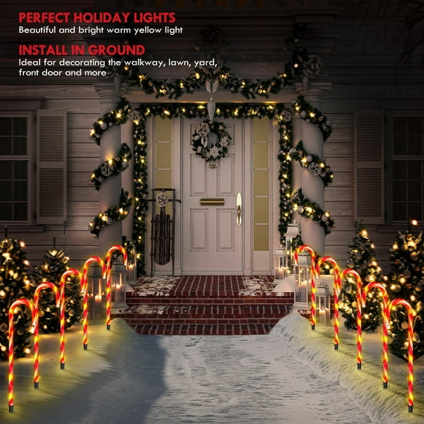Christmas Candy Cane Lights 21” 10 Pack 8 Lighting Modes