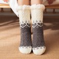 thumbnail image 2 of Lovskoo Mid-Calf Fuzzy Fluffy Socks for Women Girl Christmas Printing Socks Fuzzy Slipper Socks Winter Warm Sleeping Non-Slip Plush Comfy Socks Dark Gray, 2 of 7