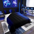 thumbnail image 2 of Geometric Abstract Ombre Comforter Set Teens Dark Blue and Black Striped Bedding Bed Set Decor Modern Fashion Comforter Inner Fill Bedroom Collection 2Pcs Twin Size, 2 of 5