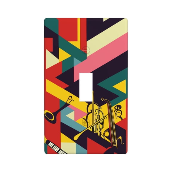 TEQUAN Toggle Light Switch Wall Plate, Abstract Jazz Notes Decorate Wallplate Covers, 1-Gang