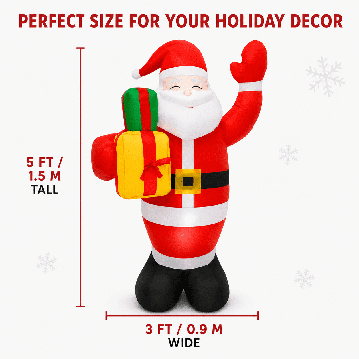 5FT Christmas Inflatable Santa Claus, Outdoor Yard Decoration with Rotating  LED Lights