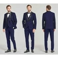 thumbnail image 5 of ETHAN 3 Piece Wedding Suits for Men Slim Fit Casual Beach Wedding Summer Grooms Groomsmen Blazer Vest Pants Suit Navy Blue XS, 5 of 12