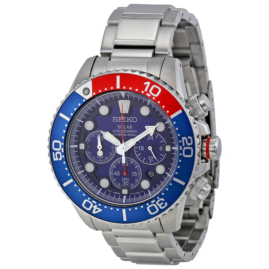 Seiko - Seiko Men's Prospex Solar Diver Chronograph Blue Dial Watch