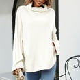 thumbnail image 5 of XFLWAM Women Turtleneck Sweaters Batwing Sleeve Casual Loose Chunky Pullover Sweater Solid Color Knit Tops White L, 5 of 7