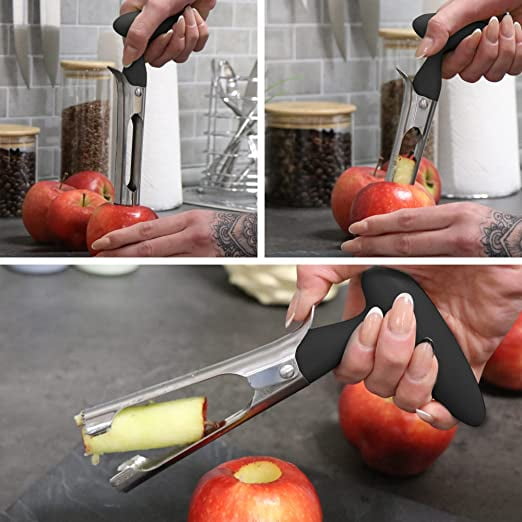 SHAR (2 pièces - vide pomme - noir)vide-pomme en acier inoxydable 430 avec  manche en plastique - vide-pomme pratique - évidement des pommes