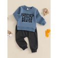 thumbnail image 3 of WEIKBMOL 2Pcs Toddler Baby Boys Clothes 6M 1T 2T 3T Kids Boys Casual Spring Outfits Long Sleeve Crew Neck Letters Print Sweatshirt +Elastic Waist Sweatpants, 3 of 7