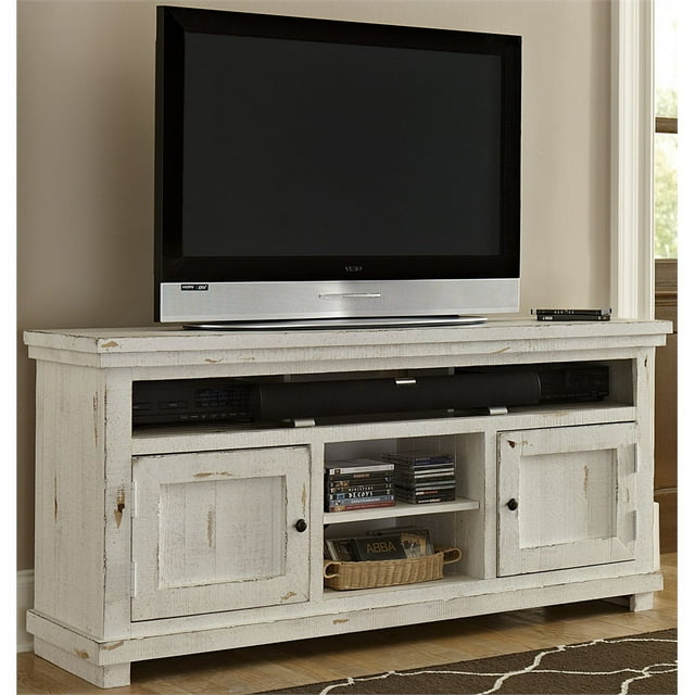 Progressive Furniture Willow 64" Wood TV Stand in Distressed White