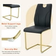thumbnail image 4 of JUFU 63" Dining Table Set for 4, Faux Marble Table, 4 Black PU Chairs, Gold Cantilever Legs, 4 of 11