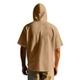 thumbnail image 3 of Mens Cotton Linen Shirts Hooded Casual Button Down Shirts Short Sleeve Summer Loose Beach Shirts Tops with Hood, 3 of 5