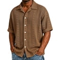 thumbnail image 2 of Bxsruta Men's Casual Short Sleeve Button Down Shirt Textured Striped Wrinkle Free Breathable Stretch for Daily Outdoor, 2 of 8
